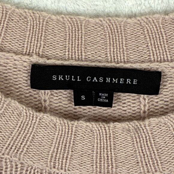 Skull Cashmere Cashmere Sweater Womens S Pink Bell Sleeve Preppy Coquette Barbie - Picture 7 of 7